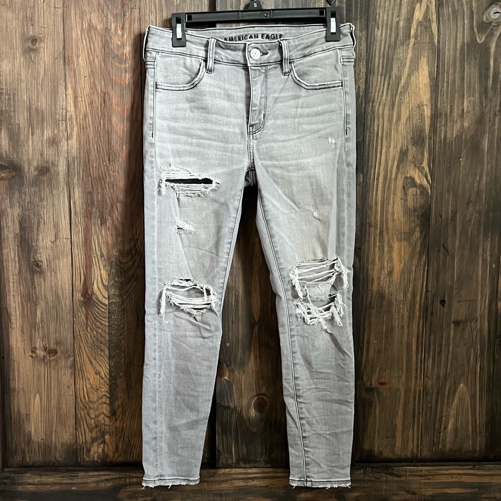 American Eagle Distressed Gray Jeans